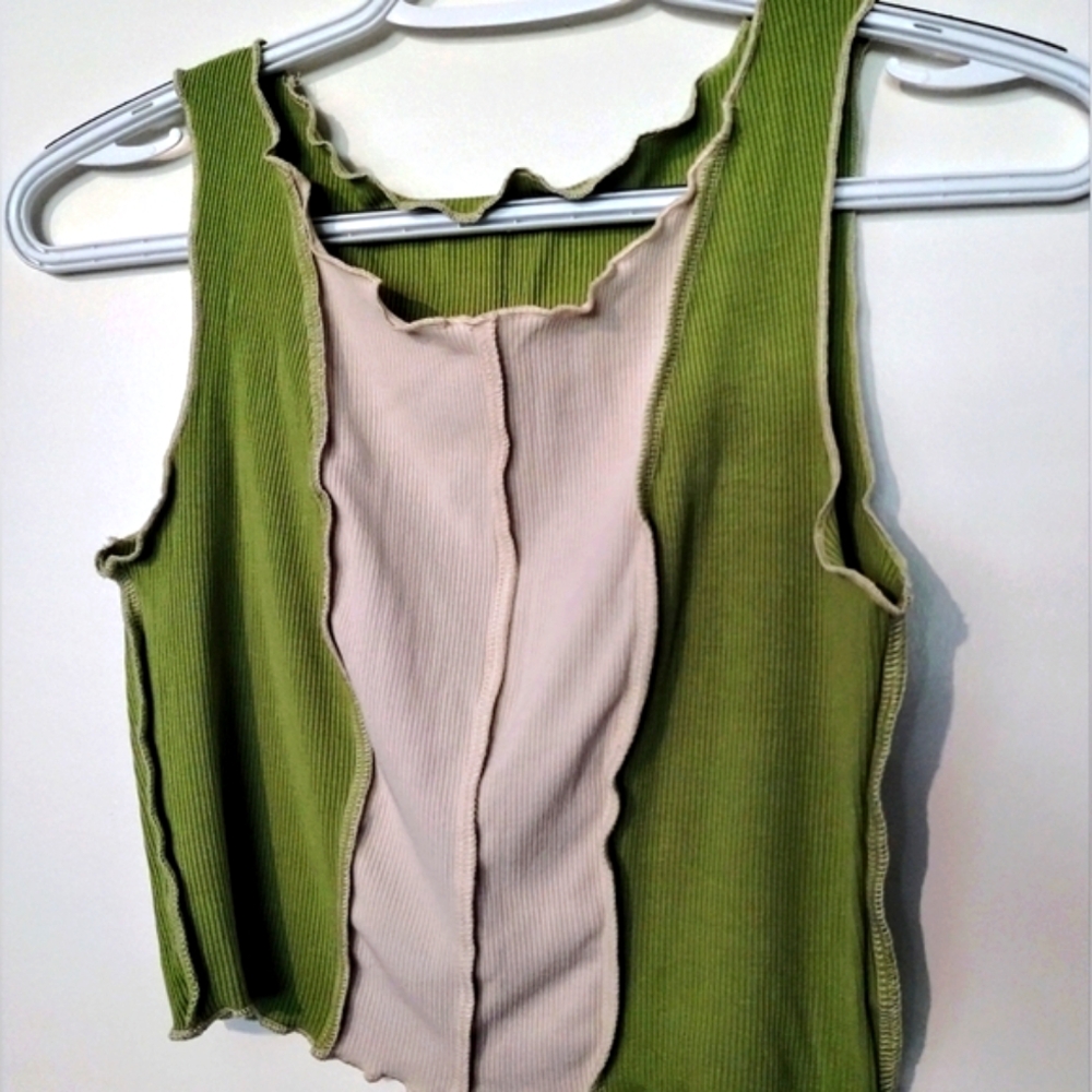 SHEIN Olive and Beige Ribbed Tank Top